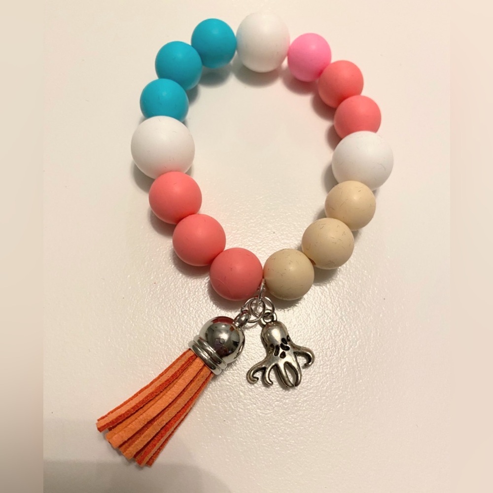 Colorful Beaded Kids Bracelet with Octopus Charm